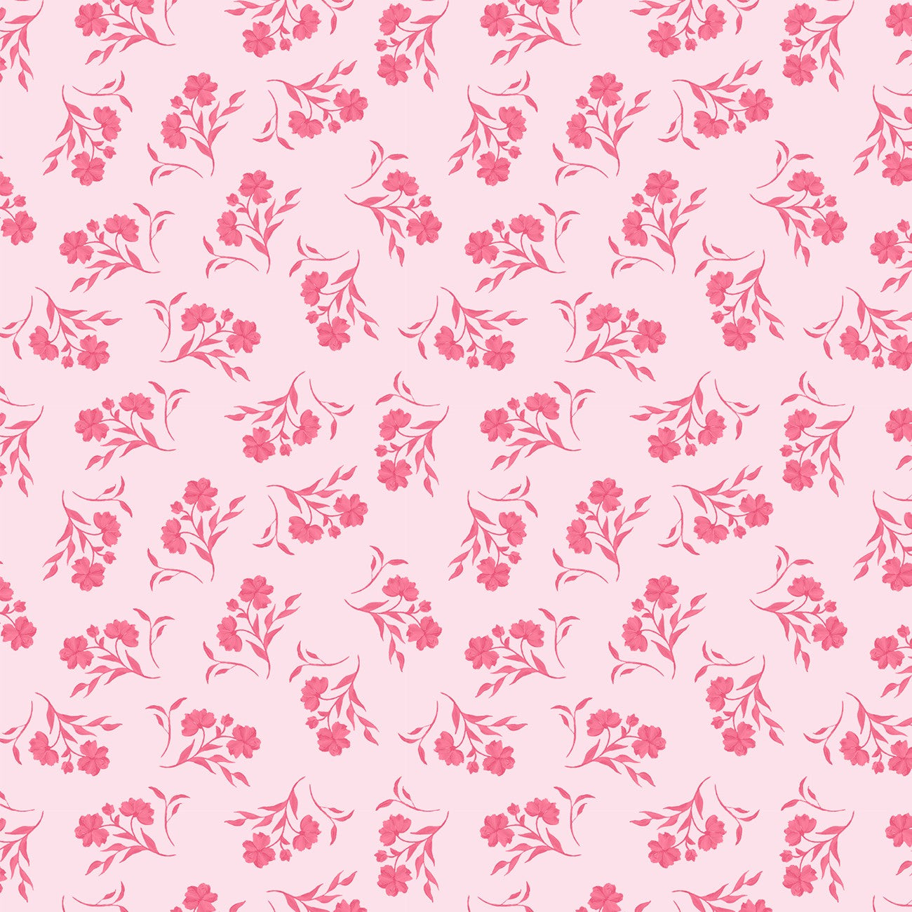 Fabric P & B Textiles Light Pink Vintage Flower Toss Coquette Charm by the Quarter Yard 6491-LTPINK