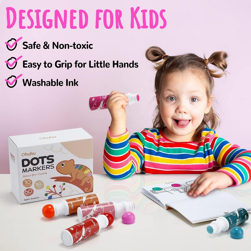 Ohuhu 10ct 60 ml/18mm Dot Markers Bingo Daubers and 30 Pages Activity Book Y30-80700-14