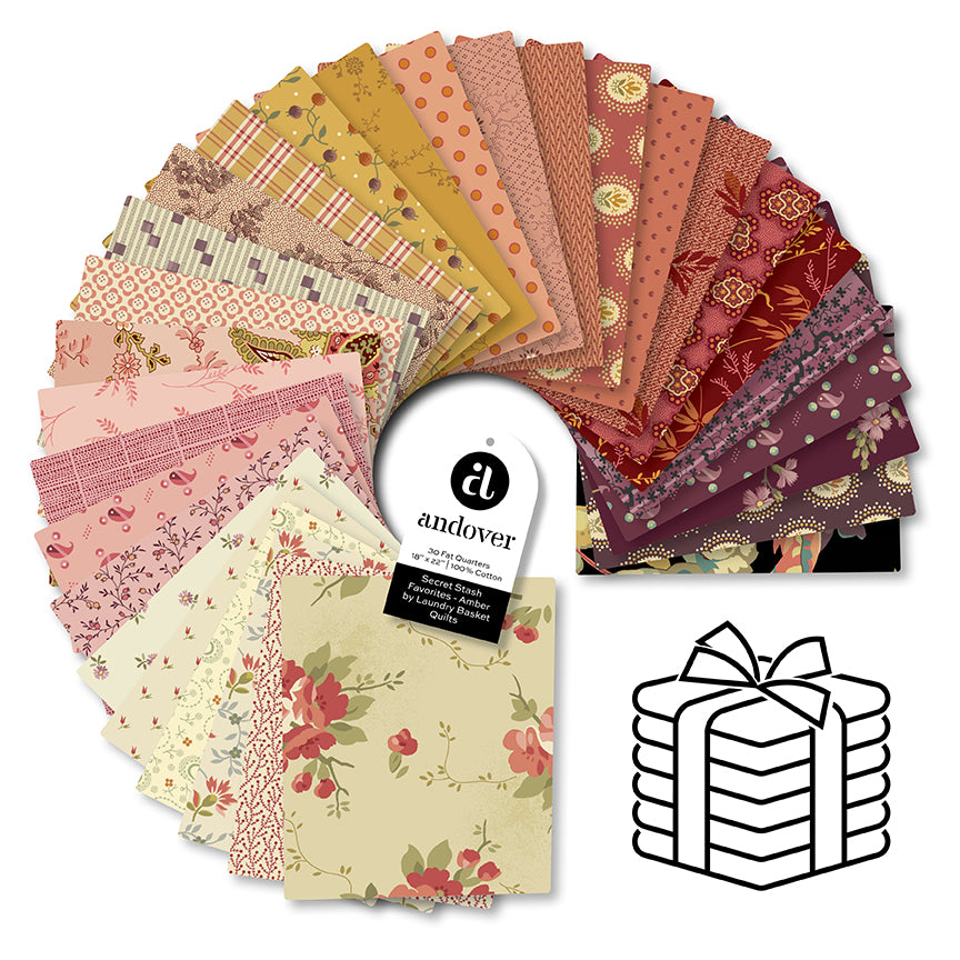 Fabric Andover Precuts Secret Stash Favorites Amber Fat Quarter Bundle FQ-SSFA-30