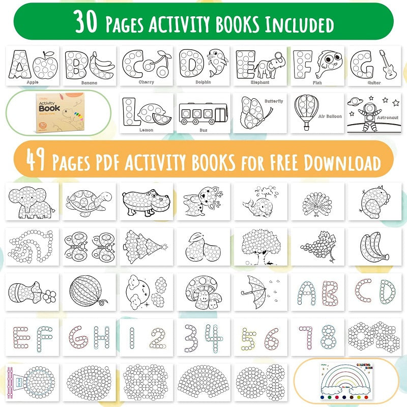 Ohuhu 10ct 60 ml/18mm Dot Markers Bingo Daubers and 30 Pages Activity Book Y30-80700-14