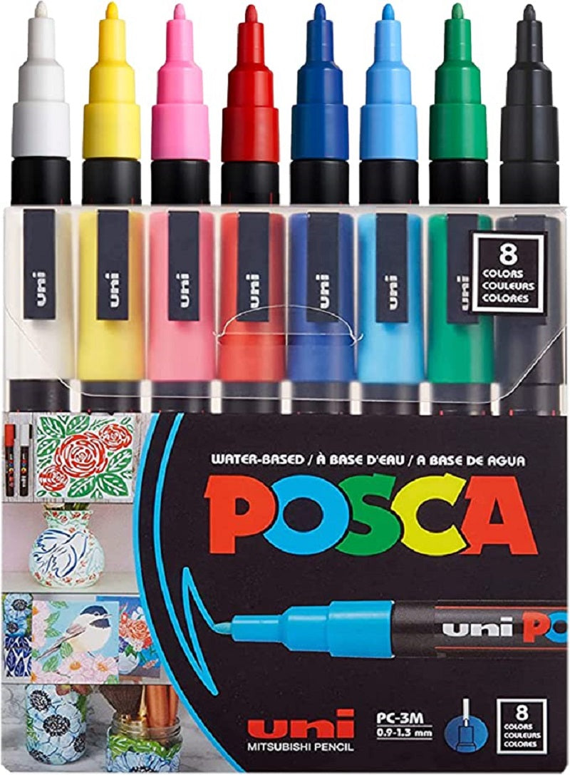 Posca Paint Marker 8 Colors PC-3M Fine Basic Set