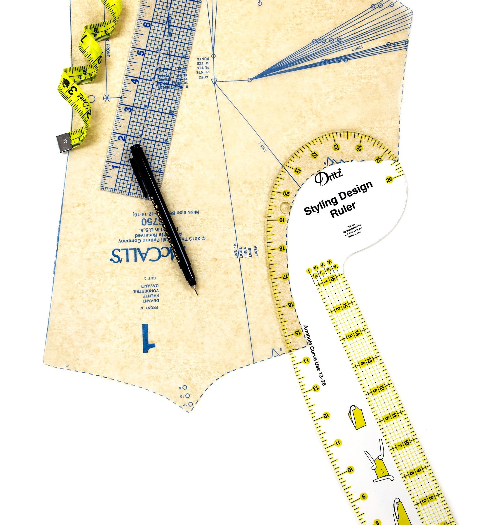 Dritz 20" Clear Styling Design Ruler 852
