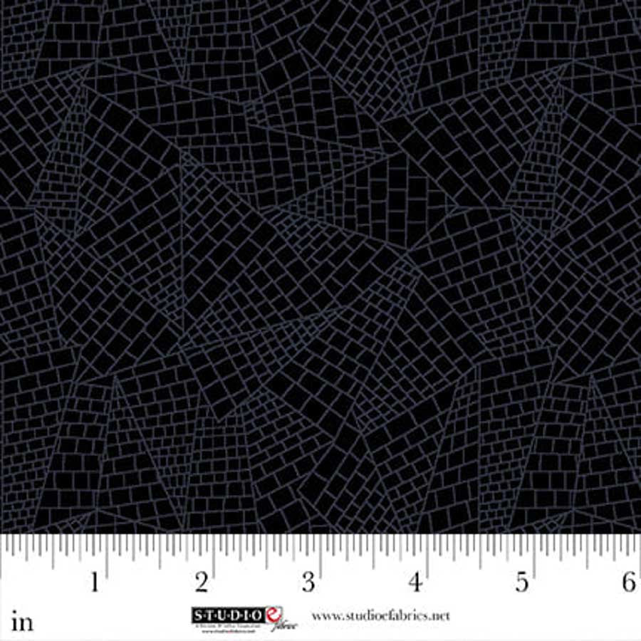 Fabric Studio E Black Linear Geometric Dark Shadows by the Quarter Yard 8909-99