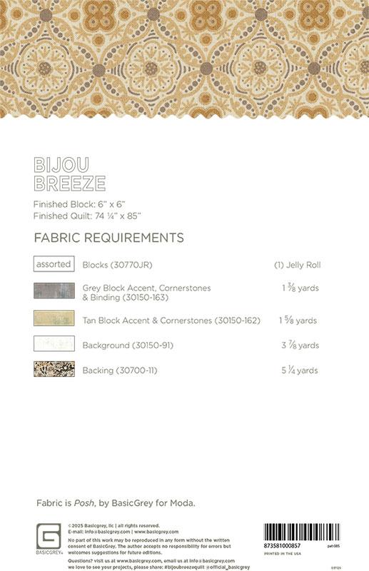 Moda Fabrics BasicGrey Bijou Breeze Quilting Pattern BG-PAT085