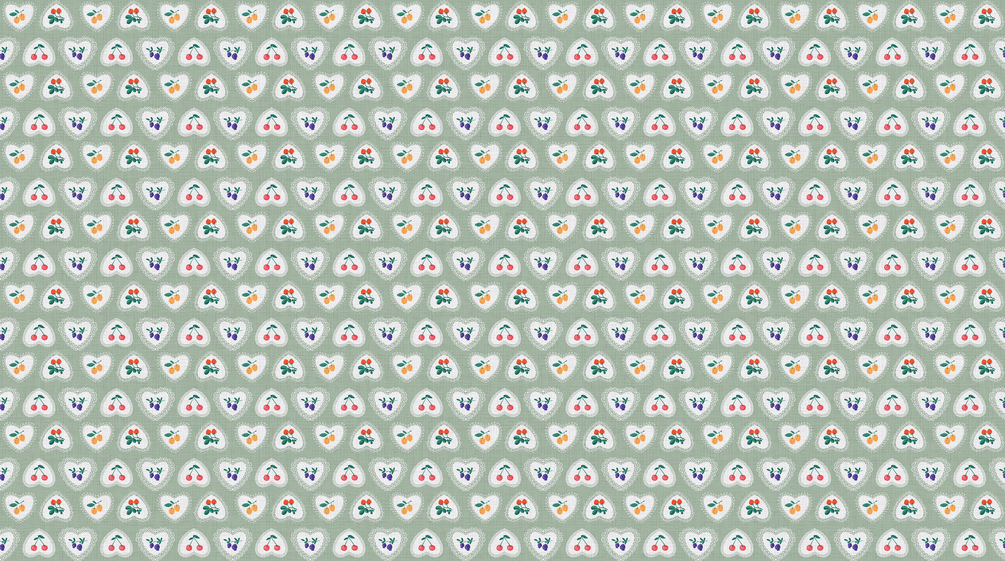 Fabric FIGO Green Doilies Cherry Orchard by the Quarter Yard 91318-74