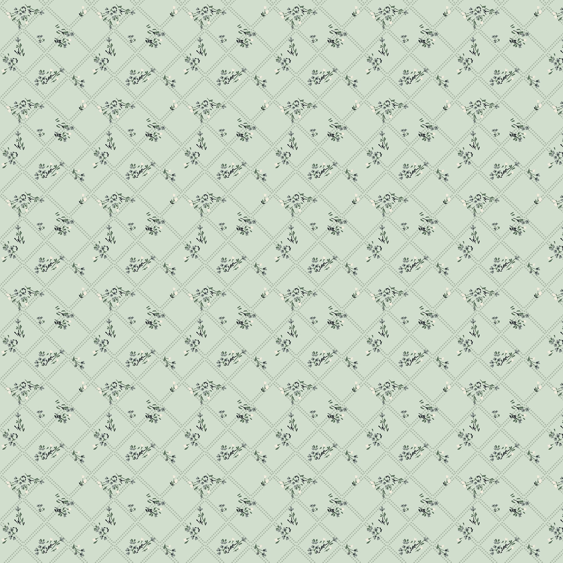 Fabric FIGO Green Tablecloth Cherry Orchard by the Quarter Yard 91323-71
