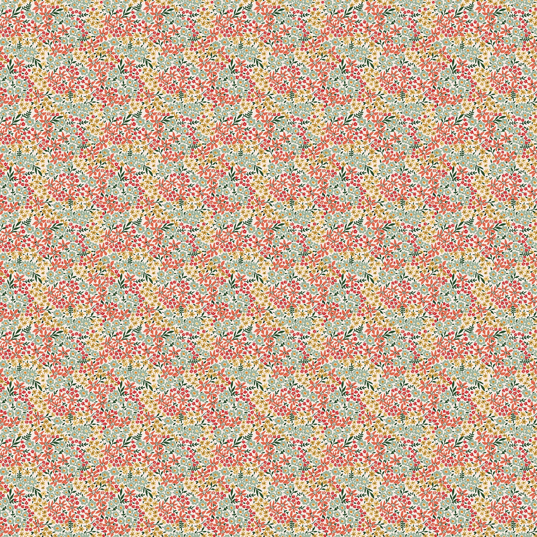 Fabric FIGO Red Multi Calico Cherry Orchard by the Quarter Yard 91324-26