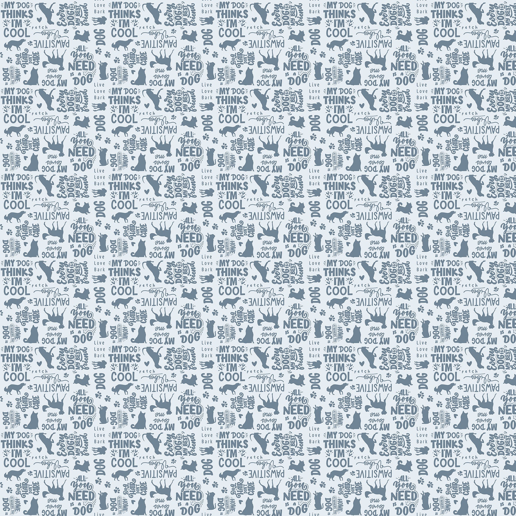 Fabric FIGO Blue Quotes Always By My Side by the Quarter Yard 91328-40