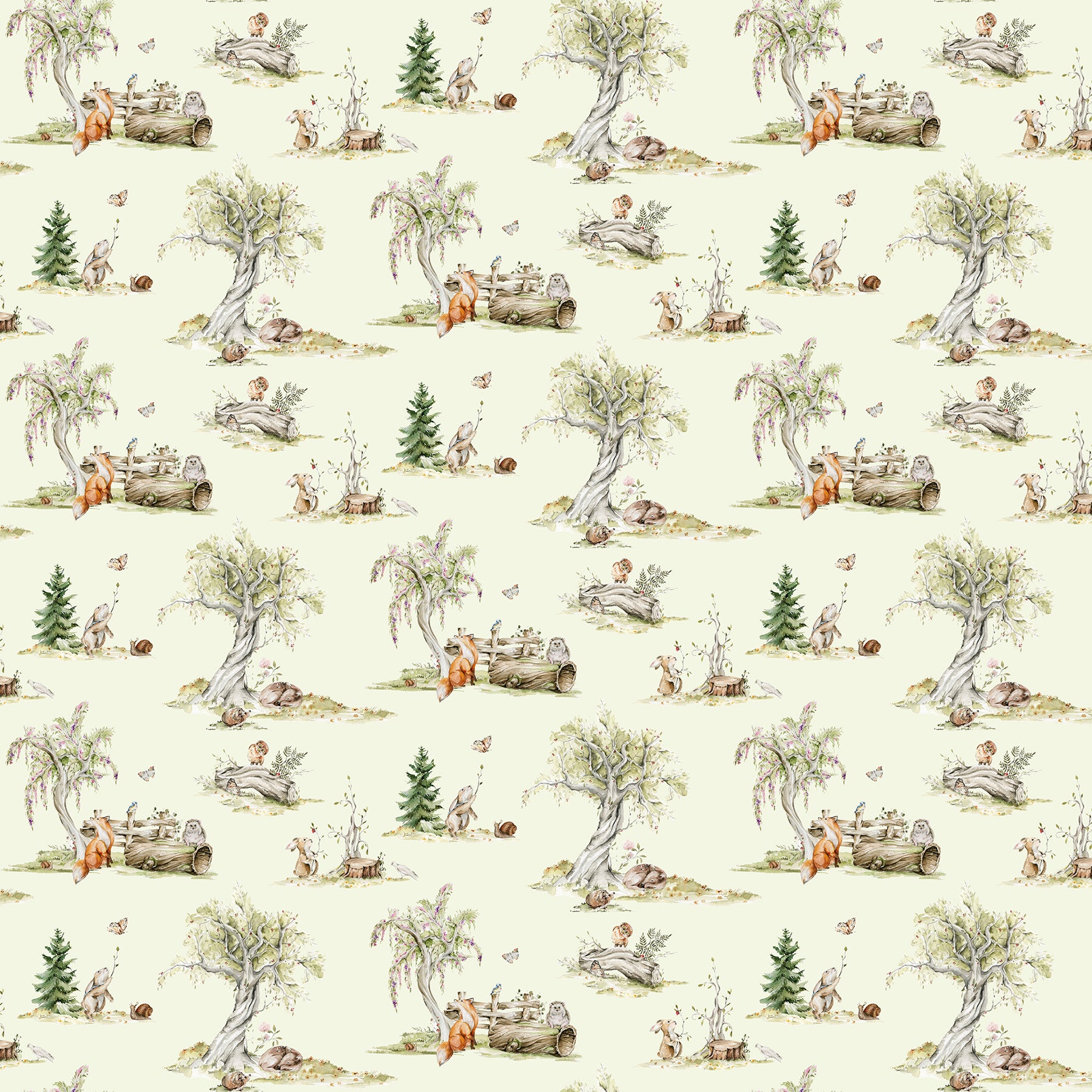Fabric FIGO Green Scene Story Book by the Quarter Yard 91334-70