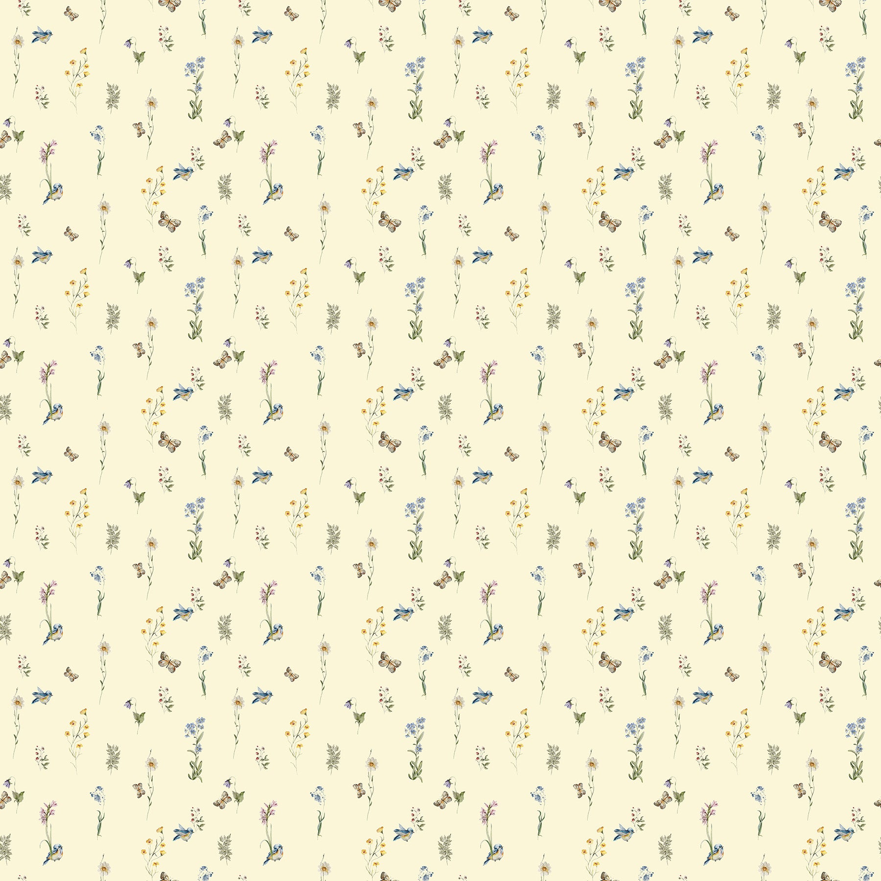 Fabric FIGO Yellow Plants Story Book by the Quarter Yard 91336-50