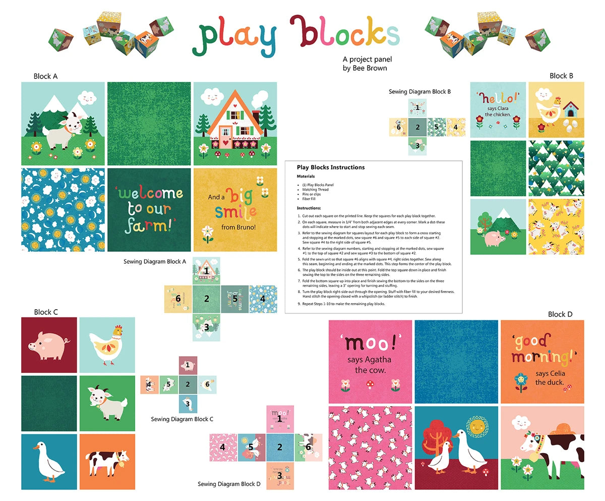 Fabric Studio E Alpine Green Play Blocks The G.O.A.T. 36" Quilt Panel 9260P-67