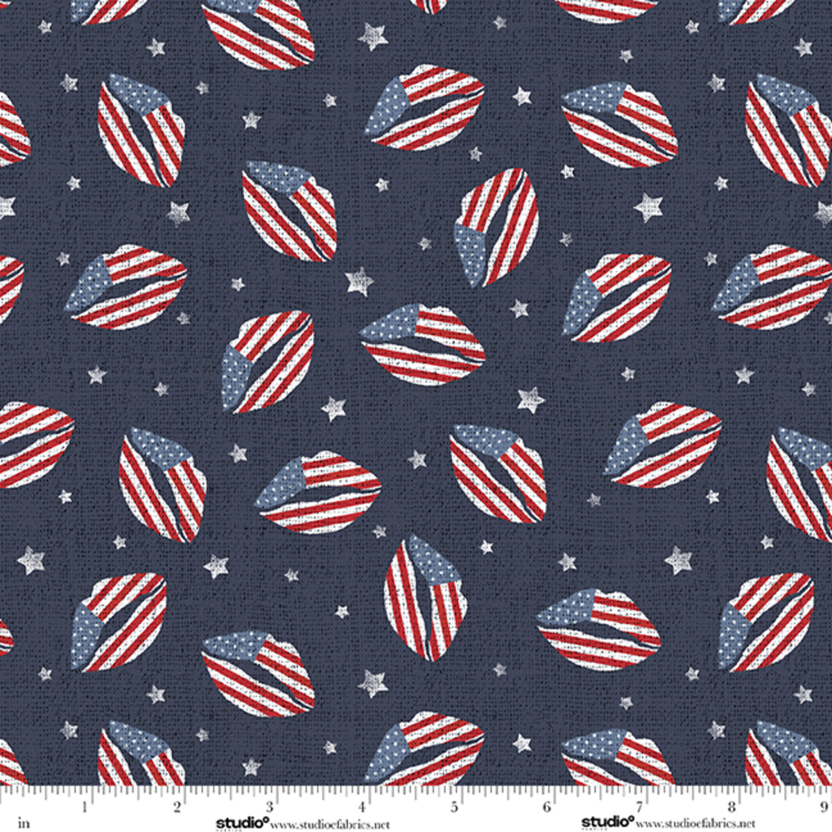 Fabric Studio E Midnight Americana Kiss Stars & Stripes by the Quarter Yard 9342-74