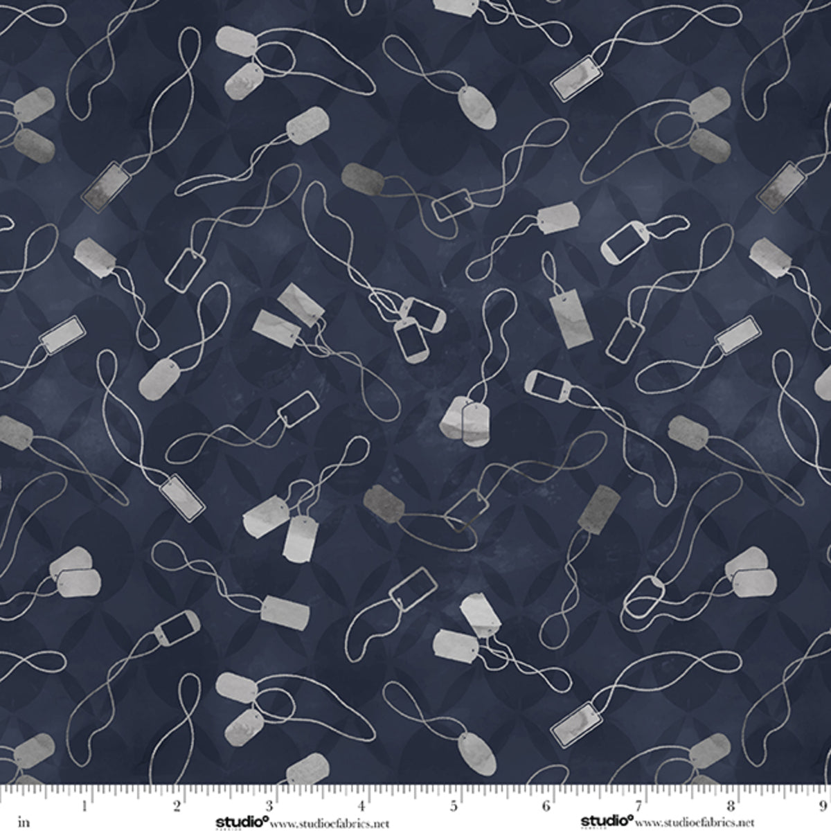 Fabric Studio E Midnight Dog Tag Toss Stars & Stripes by the Quarter Yard 9344-74
