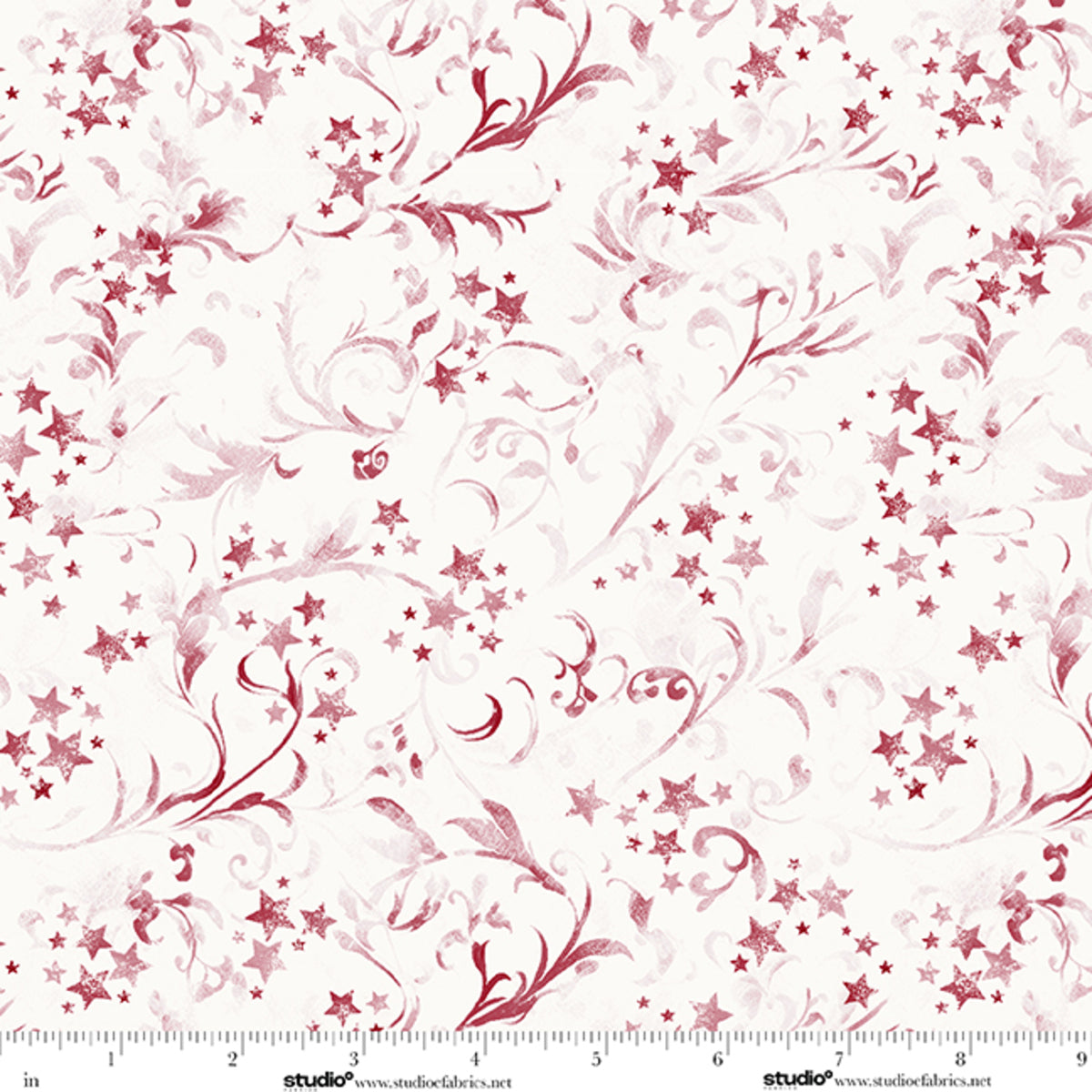 Fabric Studio E Red/White Wispy Scroll & Stars Stars & Stripes by the Quarter Yard 9346-08