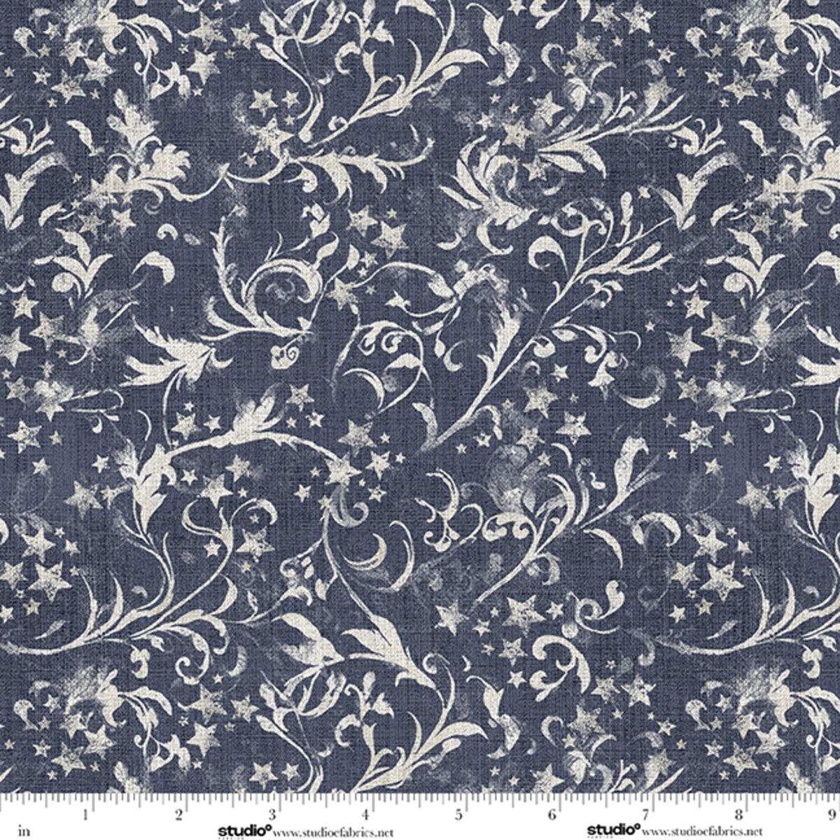 Fabric Studio E Midnight Wispy Scroll & Stars Stars & Stripes by the Quarter Yard 9346-74