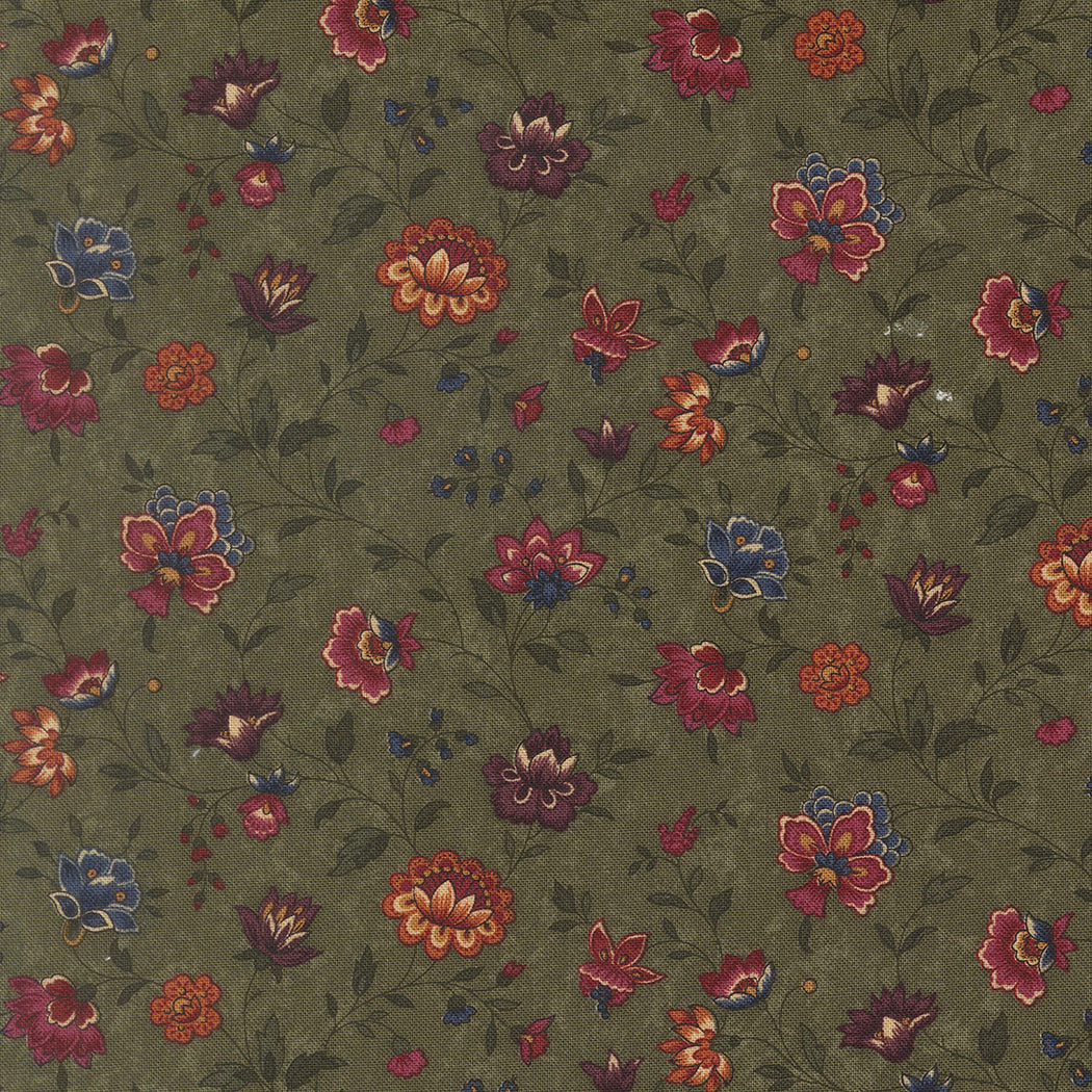Fabric Moda Leaf Prairie Flowers Honeysuckle Farm by the Quarter Yard 9850-15