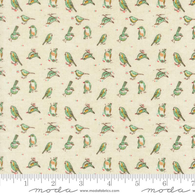 Fabric Moda Cream Orlo Birdie Sorrel by the Quarter Yard 30793-11