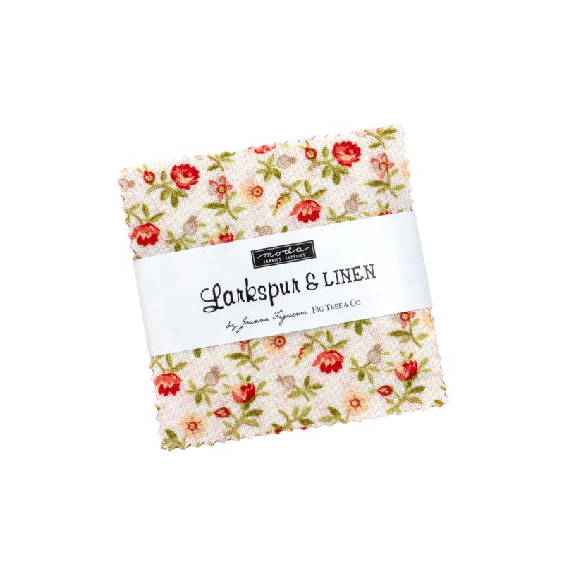 Fabric Moda Precuts Larkspur and Linen 2.5" Mini Charm Pack 35450MC