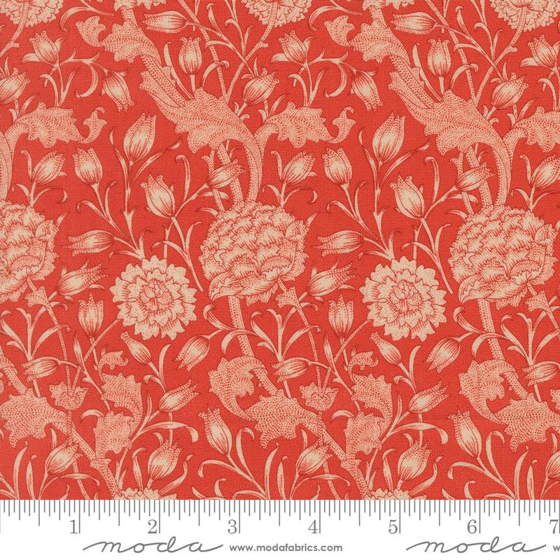 Fabric Moda Pomegranate Morris Tulips Larkspur and Linen by the Quarter Yard 35450-23