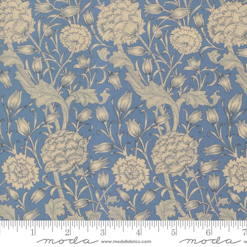 Fabric Moda Cornflower Morris Tulips Larkspur and Linen by the Quarter Yard 35450-26