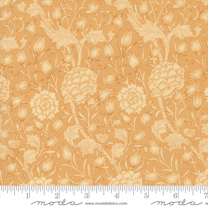 Fabric Moda Tan Morris Tulips Larkspur and Linen by the Quarter Yard 35450-29