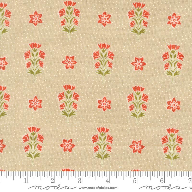 Fabric Moda Linen Deco Flowers Larkspur and Linen by the Quarter Yard 35453-15