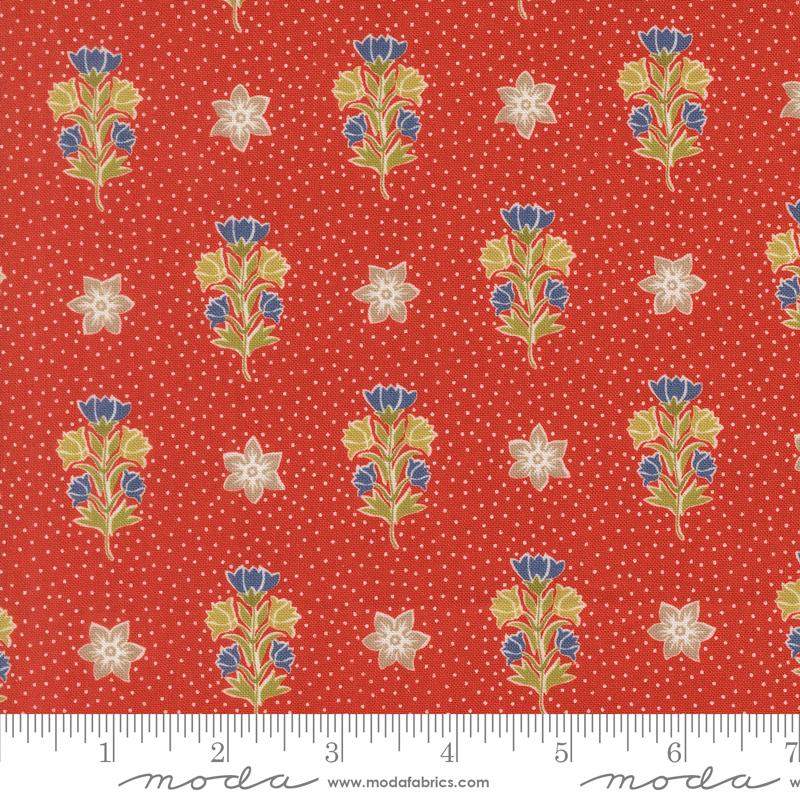 Fabric Moda Pomegranate Deco Flowers Larkspur and Linen by the Quarter Yard 35453-23