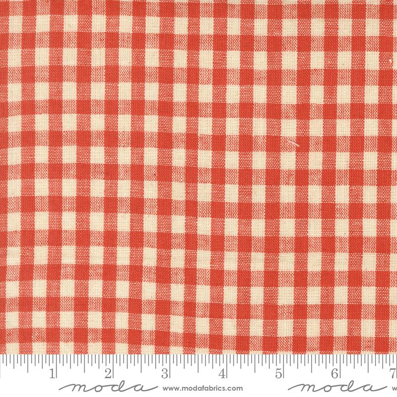 Fabric Moda Brick Buffalo Check in Linen Larkspur Linen Wovens by the Quarter Yard 12226-17