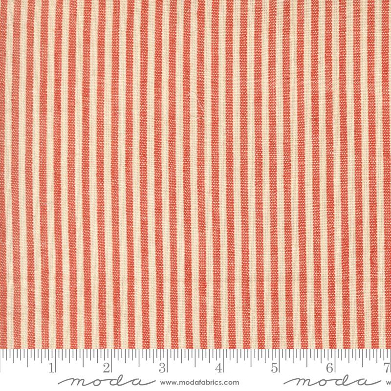 Fabric Moda Brick Pinstripe in Linen Larkspur Linen Wovens by the Quarter Yard 12226-18