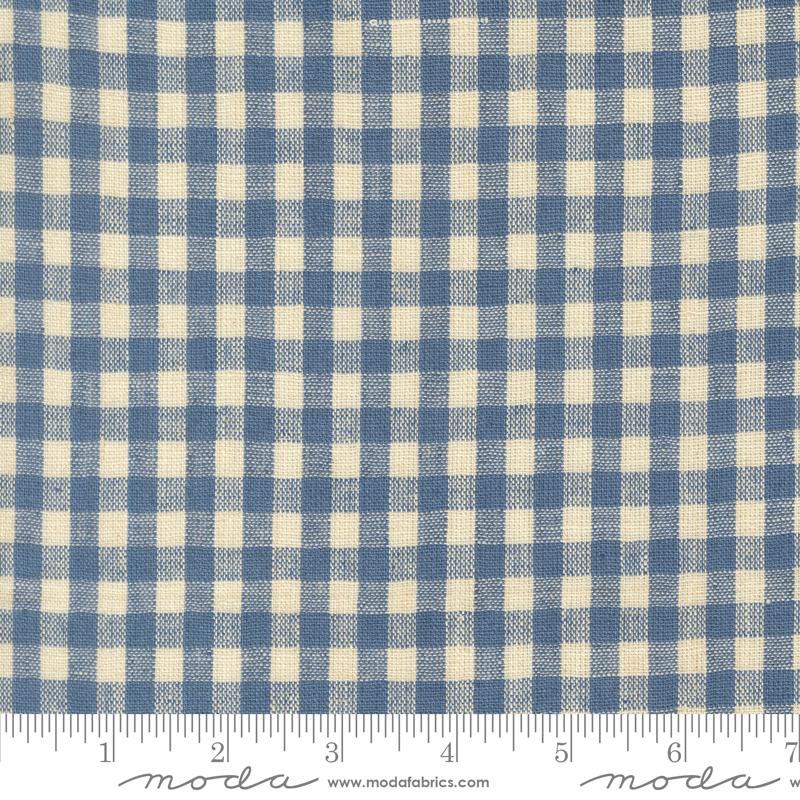 Fabric Moda Delft Buffalo Check in Linen Larkspur Linen Wovens by the Quarter Yard 12226-22