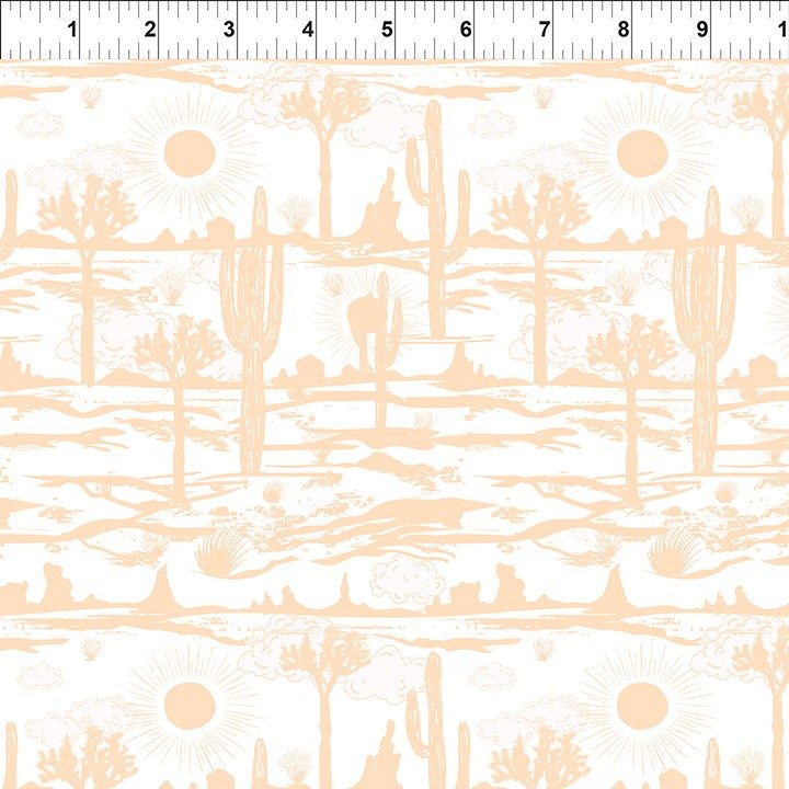Fabric In The Beginning White Scenic Go Cowgirl! by the Quarter Yard 9GC-1