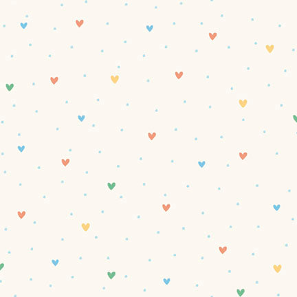 Fabric P&B Ecru Mini Hearts and Dots A Mother's Love by the Quarter Yard 6499-ECRU