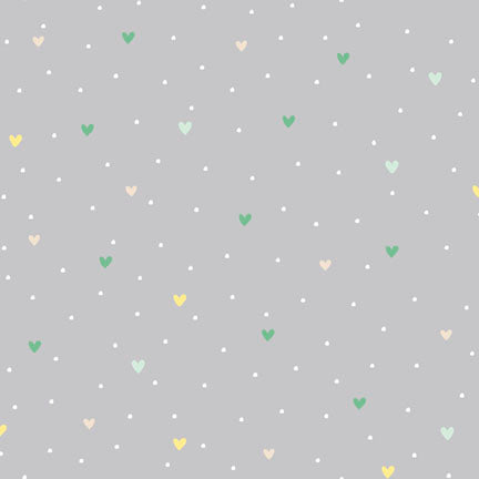 Fabric P&B Grey Mini Hearts and Dots A Mother's Love by the Quarter Yard 6499-GREY
