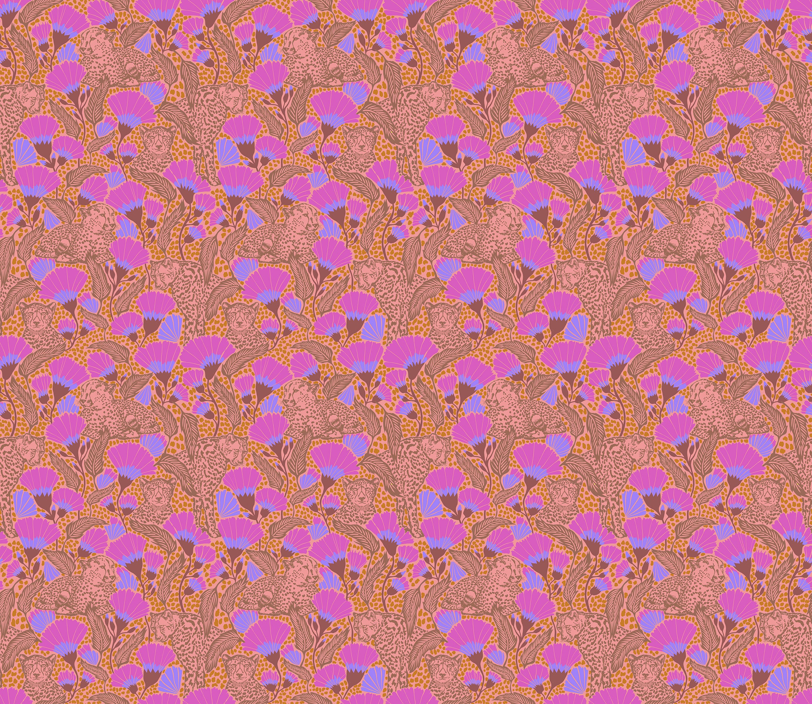 Fabric Anna Maria Coral Cheetah Cloth Mosaic Menagerie by the Quarter Yard AMT191-23L