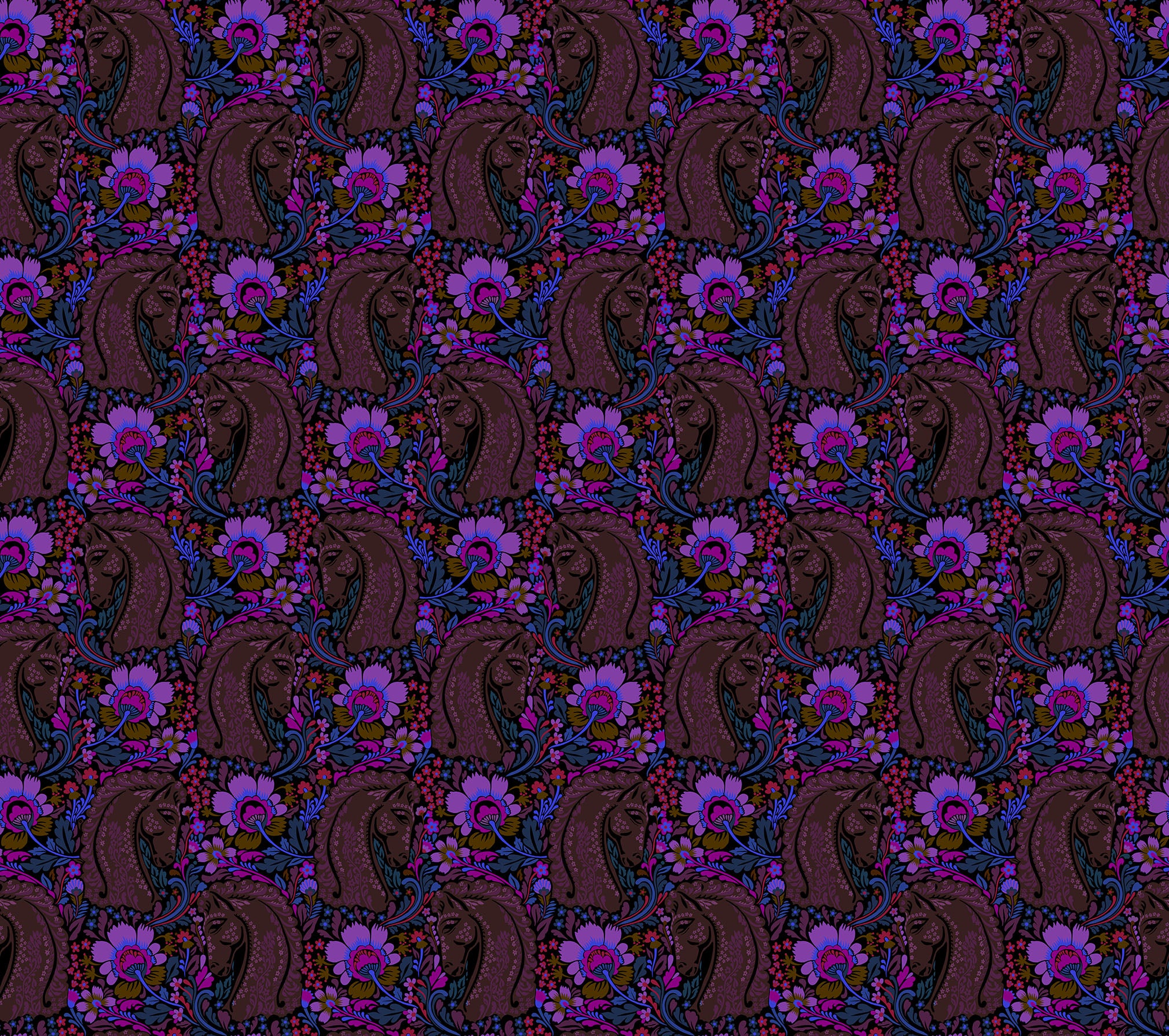 Fabric Anna Maria Onyx Mane Event Mosaic Menagerie by the Quarter Yard AMT192-99L