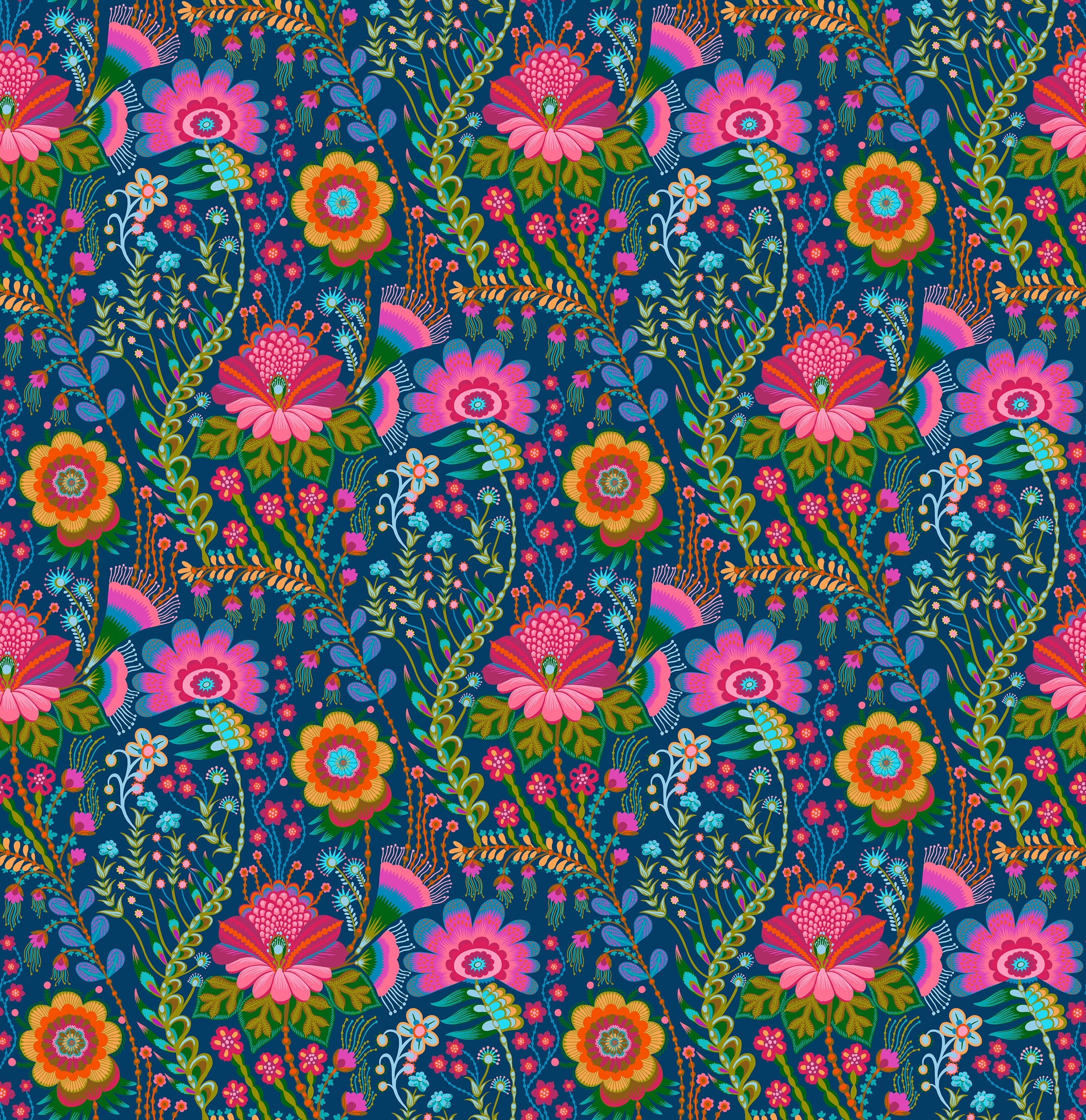 Fabric Anna Maria Prussian Seeking Sunseekers by the Quarter Yard AMT197-69C