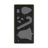 A rectangular black foam insert with pre-cut gray shapes, including a large bell, a curved handle-like form, a teardrop shape, and smaller fragments, shown on a plain white background.