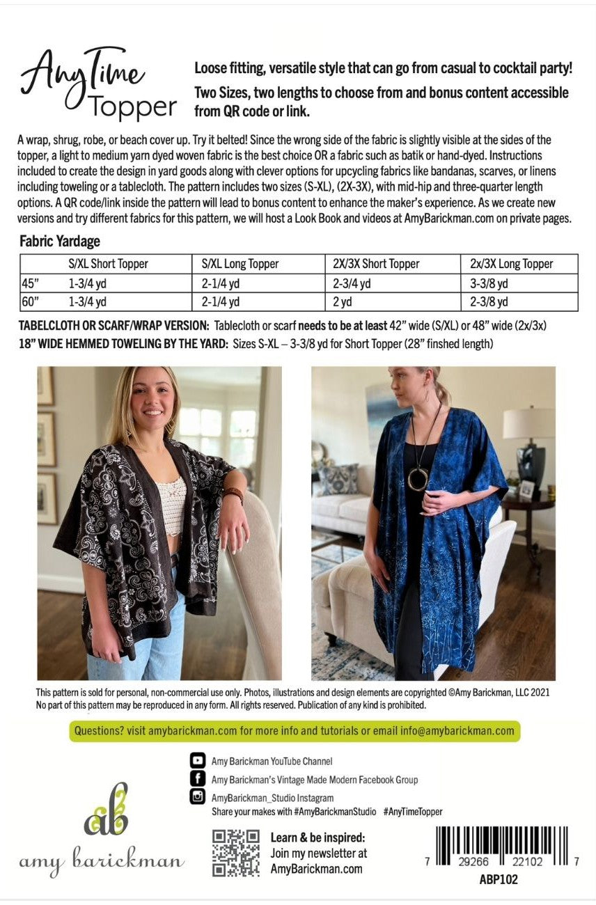 Amy Barickman AnyTime Topper Pattern ABP102