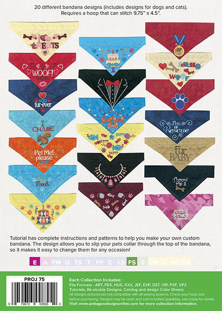 Anita Goodesign Pet Bandanas Embroidery Design Collection PROJ75