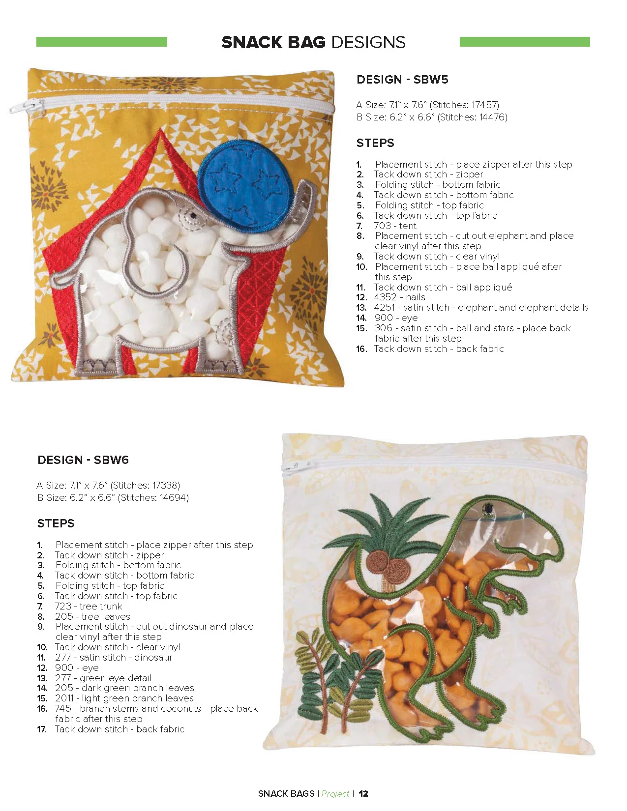 Anita Goodesign Snack Bags Embroidery Project Collection PROJ106
