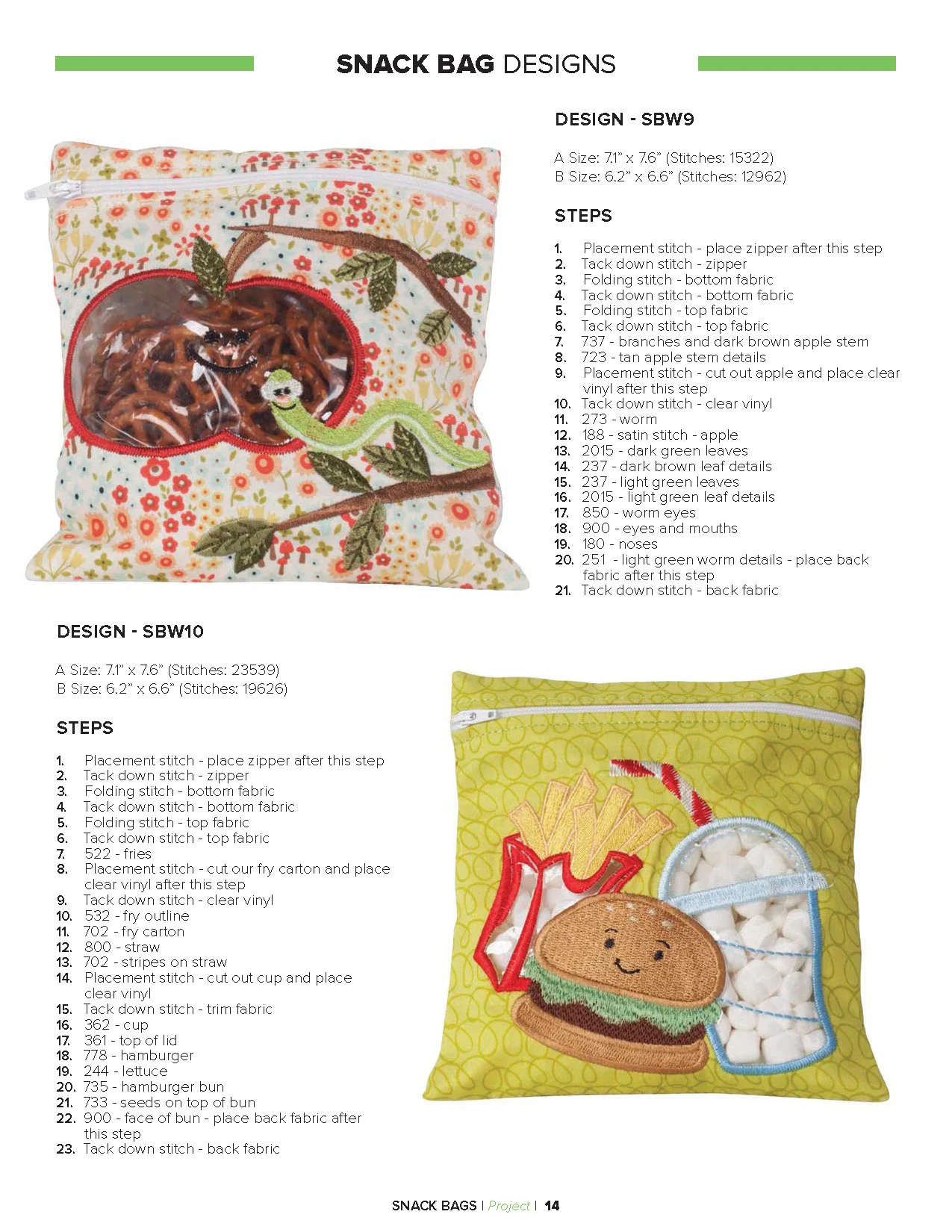 Anita Goodesign Snack Bags Embroidery Project Collection PROJ106