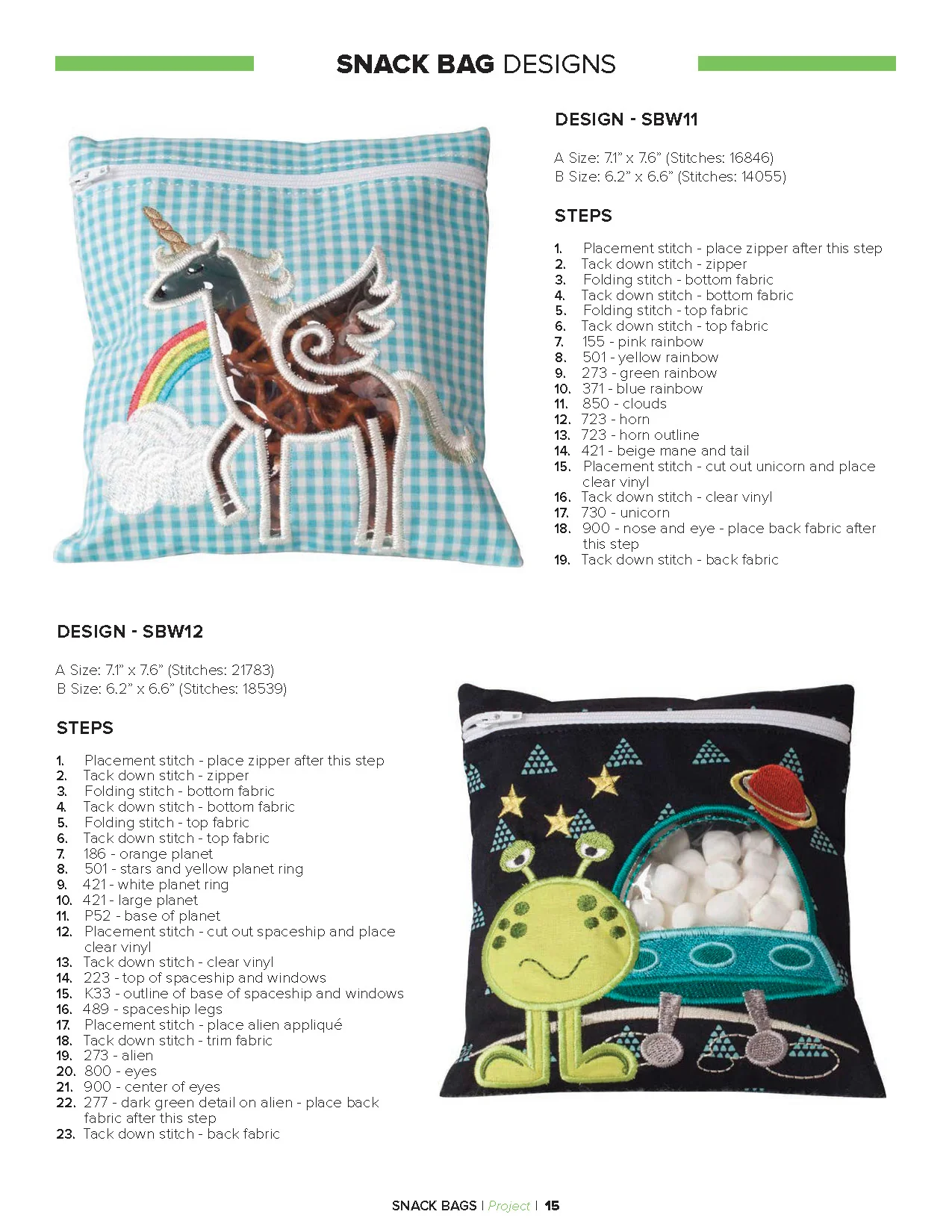 Anita Goodesign Snack Bags Embroidery Project Collection PROJ106