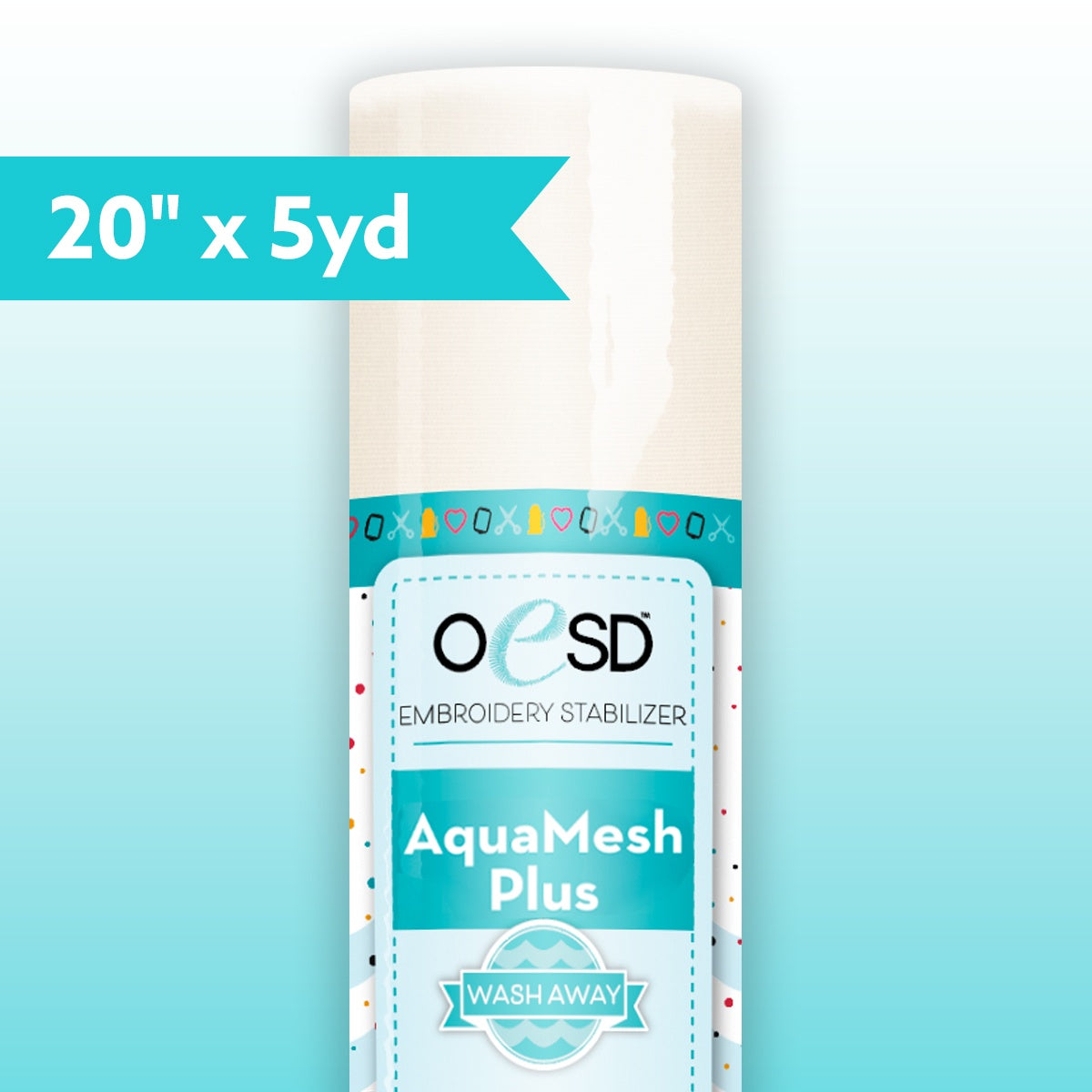 OESD AquaMesh Plus Self-Adhesive Wash Away Embroidery Stabilizer 20"x5yd Roll HBWAP-20