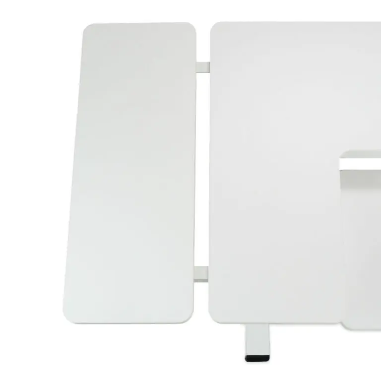 White craft table with extended leaf on a white background