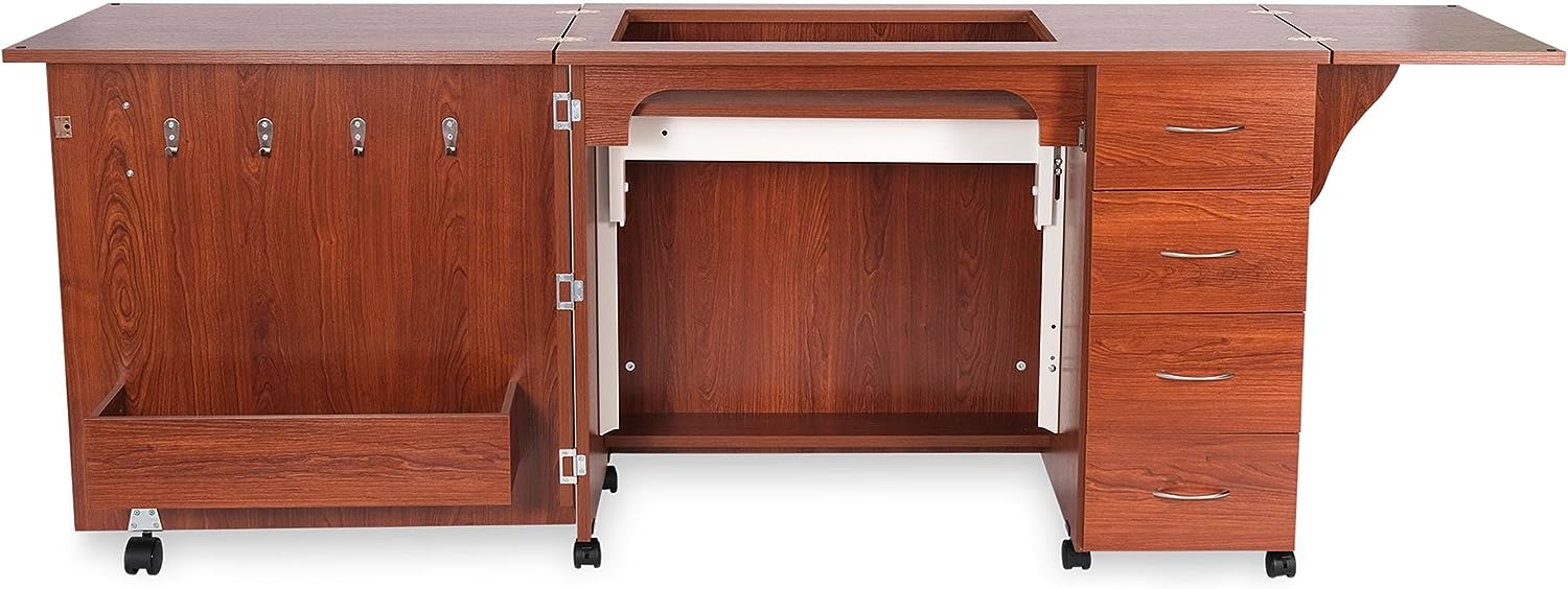 Arrow Sewing Harriet Full-size Sewing Cabinet White Teak Brown