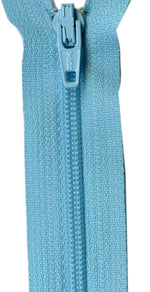 Light blue zipper on a white background