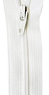 Close-up of a white textured fabric with a zipper on a white background