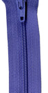 A close-up of a textured purple zipper with a matching purple pull tab, shown vertically against a plain white background.