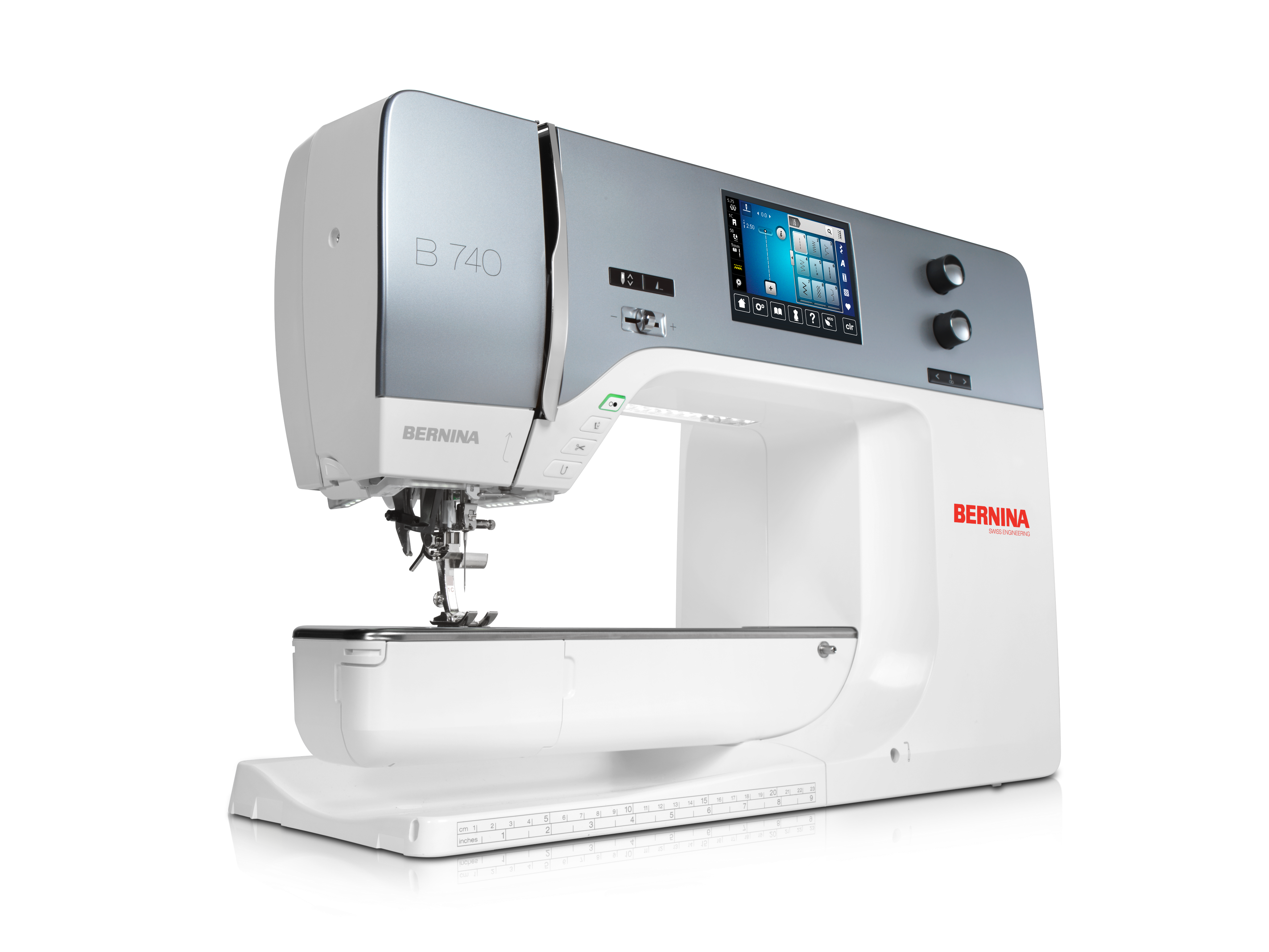 angled image of the online exclusive BERNINA 740 Sewing Machine