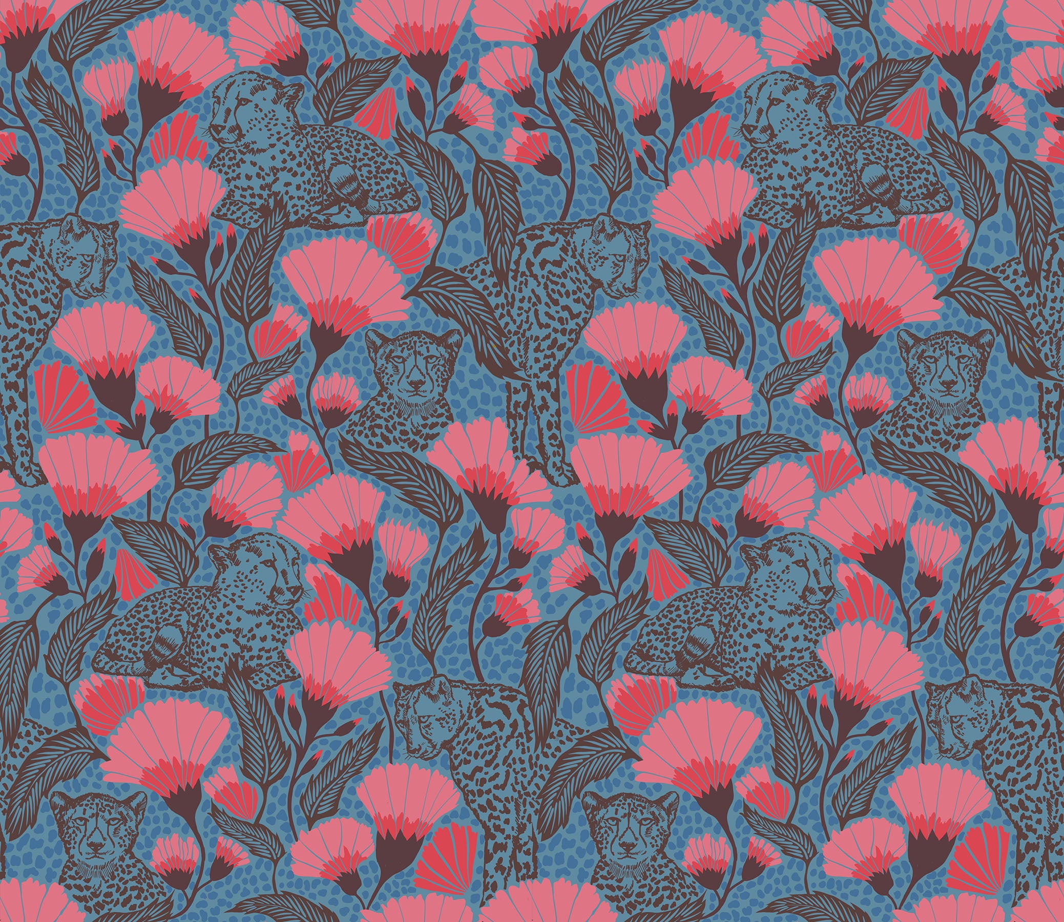 Fabric Anna Maria Prussian Cheetah Cloth Backings No. 6 108" Wide Back by the Quarter Yard BAMT169-62